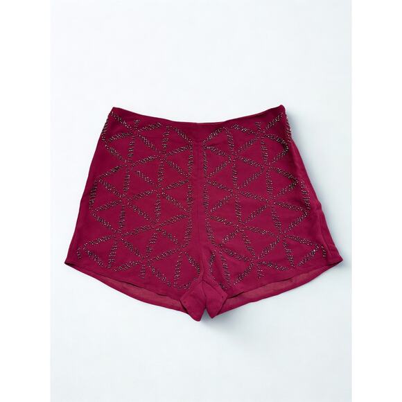 Abercrombie & Fitch Pants - Abercrombie & Fitch Geometric Beaded Studded High Rise Shorts Magenta